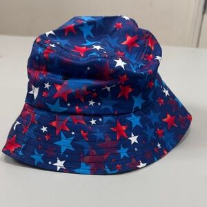 Black Bucket Hat with Red, White & Light Blue Stars